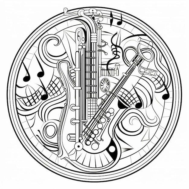 um desenho em preto e branco de um instrumento musical generativo ai