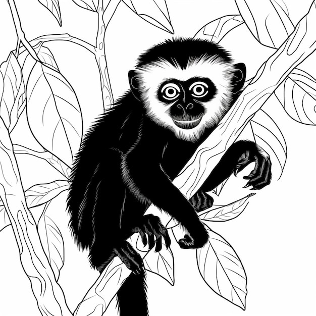 Retrato Realista De Um Macaco Adulto Em Fundo Branco Ilustração Stock -  Ilustração de desenho, multa: 289792362