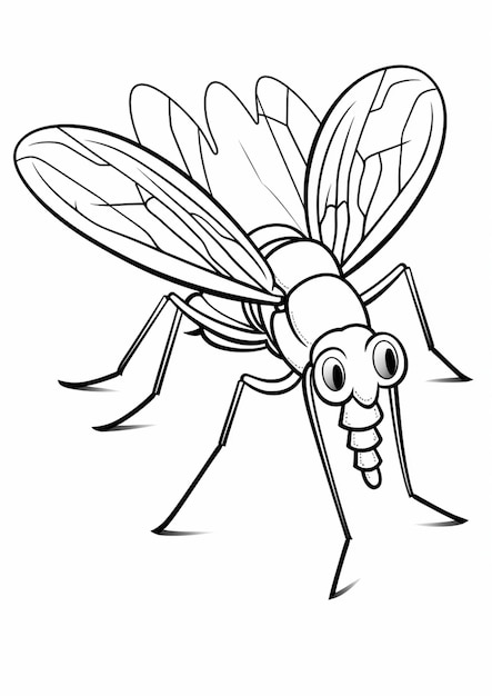 Foto um desenho em preto e branco de um mosquito com pernas longas geradoras de ia