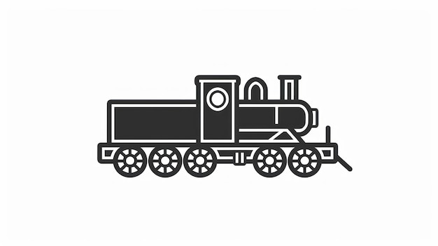 um desenho em preto e branco de um motor de trem