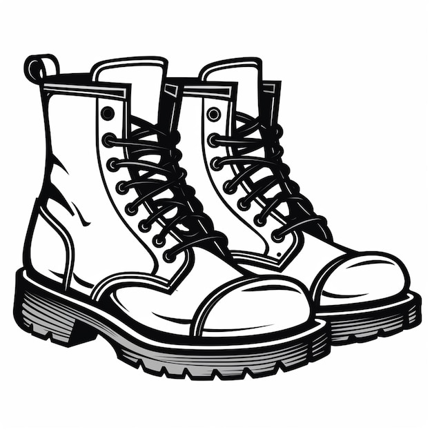um desenho em preto e branco de um par de botas generativo ai
