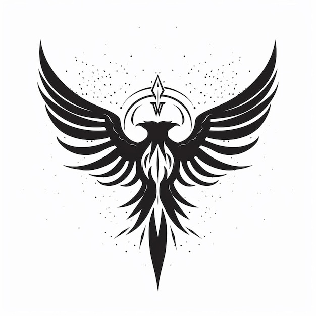 um desenho em preto e branco de um pássaro com uma estrela na cabeça ai generativa
