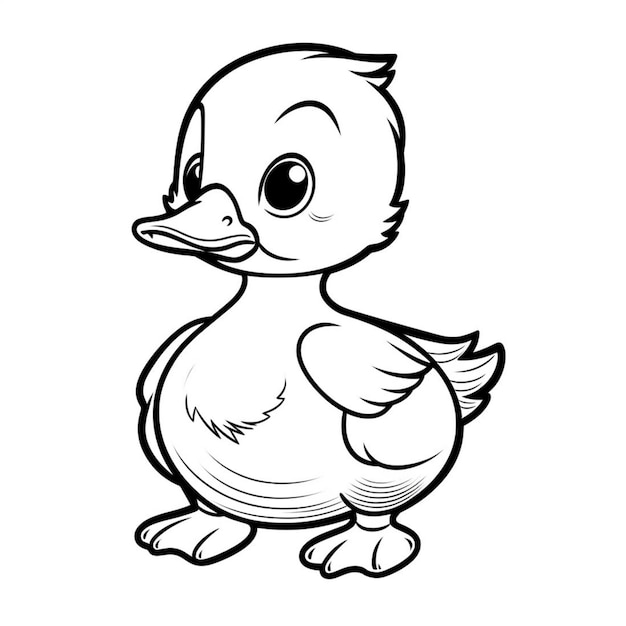 um desenho em preto e branco de um pato com olhos grandes, IA generativa