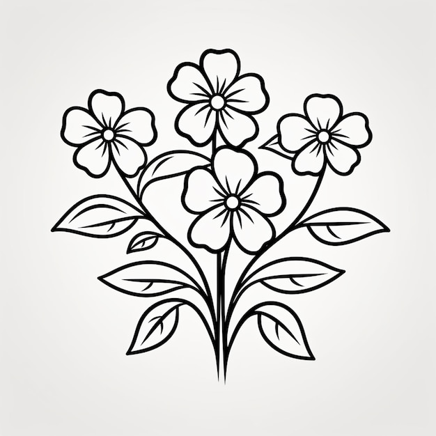 um desenho em preto e branco de um ramo de flores ai generativa