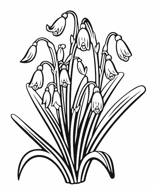 um desenho em preto e branco de um ramo de flores ai generativa