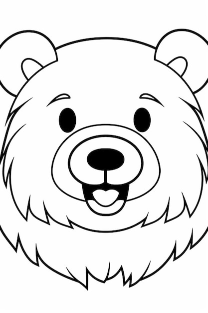 Foto um desenho em preto e branco de um urso com rosto generativo ai