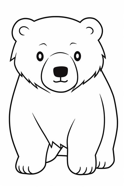 um desenho em preto e branco de um urso sentado generativo ai