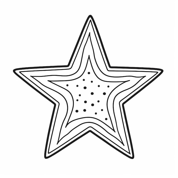 um desenho em preto e branco de uma estrela com pontos sobre ela