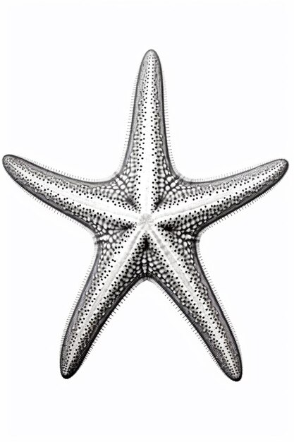 um desenho em preto e branco de uma estrela-do-mar em um fundo branco ai generativo