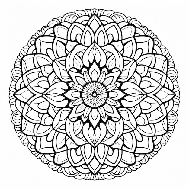 um desenho em preto e branco de uma flor circular generativa ai