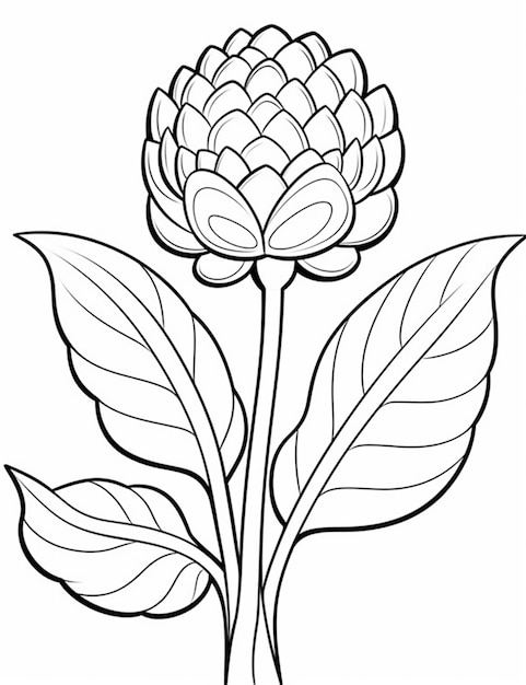 um desenho em preto e branco de uma flor com folhas generativas ai