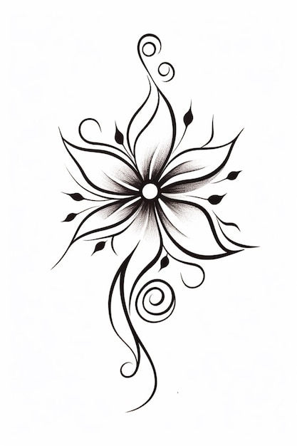 Foto um desenho em preto e branco de uma flor com redemoinhos generativos ai