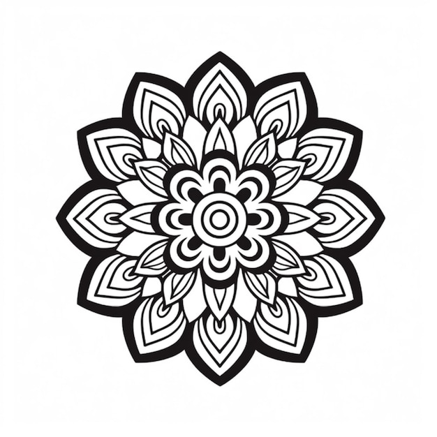 Foto um desenho em preto e branco de uma flor com um contorno generativo ai preto