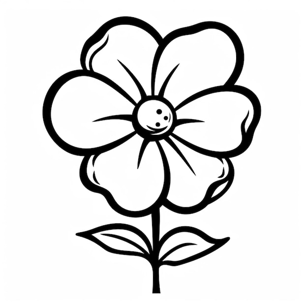 um desenho em preto e branco de uma flor com um ladybug sobre ele ai generativo