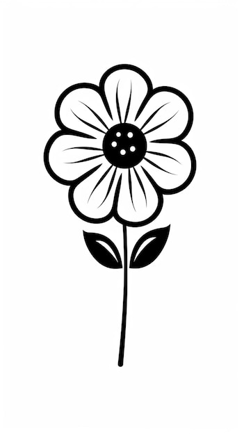 um desenho em preto e branco de uma flor com uma joaninha generativa ai