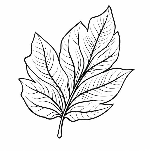 um desenho em preto e branco de uma folha com um caule generativo ai