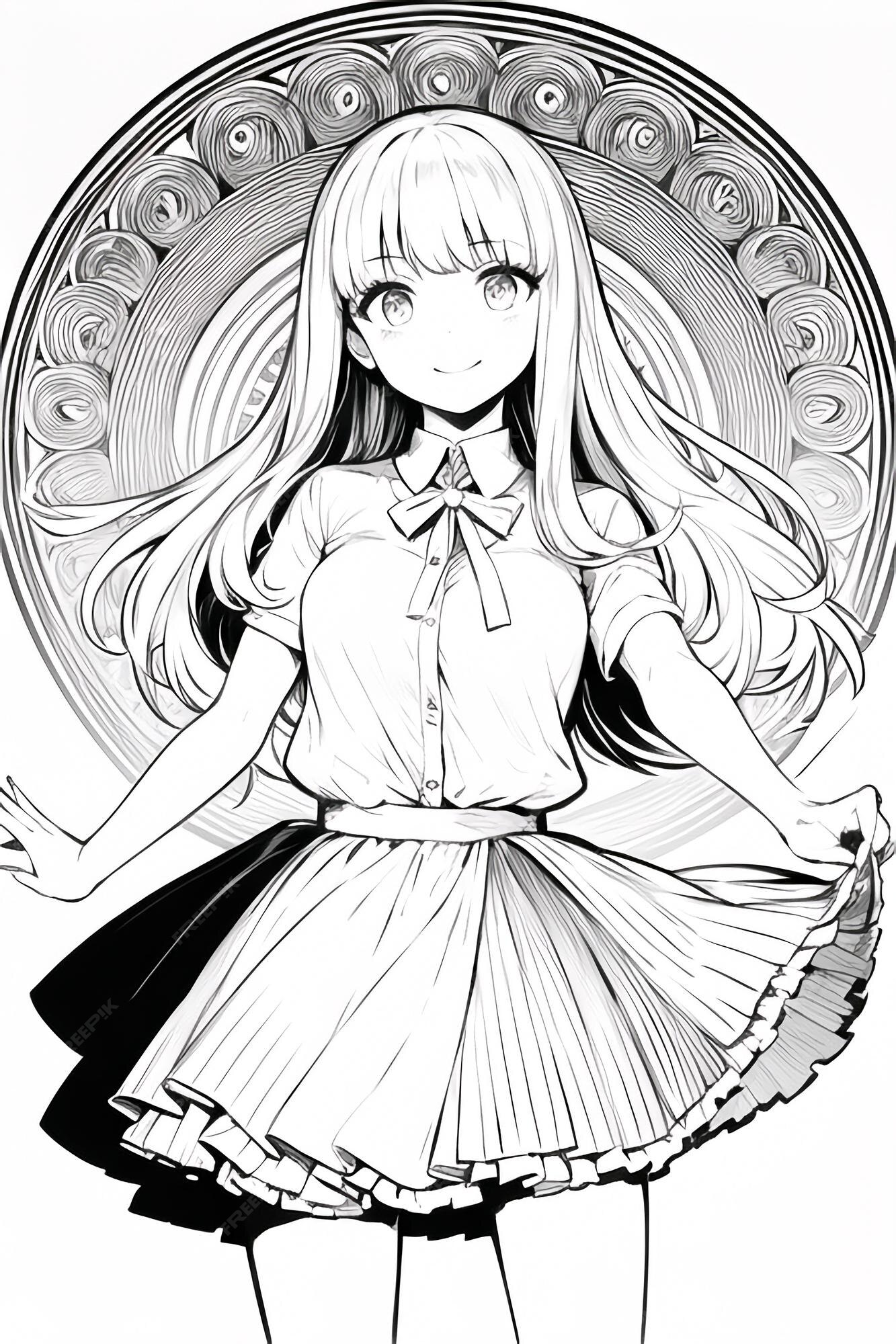 Vetores de Anime Manga Menina Em Uma Saia E Blusa Com Cabelo Comprido  Soprando Um Beijo Copiar Espaço Coloque Para Texto Em Fundo Isolado Branco  Vista Lateral Ilustração Vetorial e mais imagens