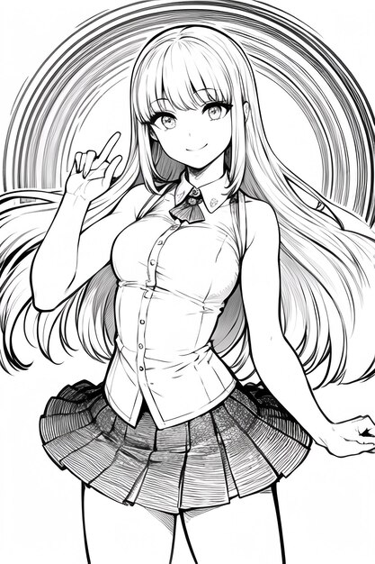 Vetores de Anime Manga Menina Em Uma Saia E Blusa Com Cabelo Comprido  Soprando Um Beijo Copiar Espaço Coloque Para Texto Em Fundo Isolado Branco  Vista Lateral Ilustração Vetorial e mais imagens