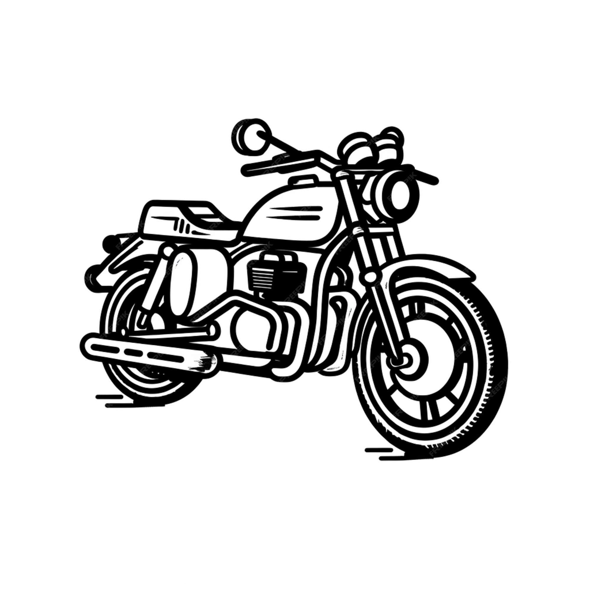 Desenho Em Preto E Branco De Vetor De Moto Com Desenho De Peças  Sobressalentes Ilustração do Vetor - Ilustração de lambreta, motocross:  213643611