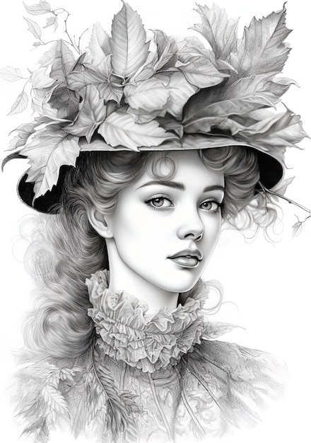 um desenho em preto e branco de uma mulher com um chapéu que diz “ela é uma senhora”.