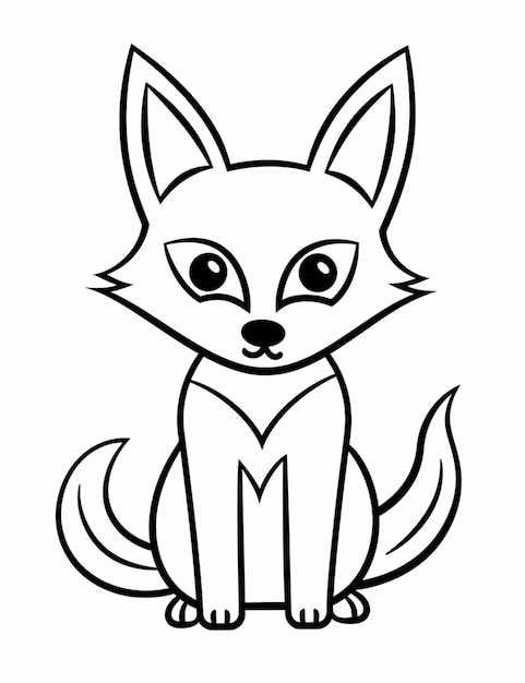 Foto um desenho em preto e branco de uma raposa sentada em ia generativa