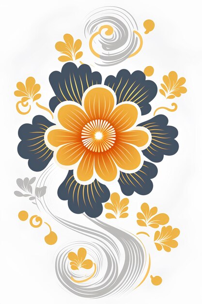 Um desenho floral amarelo e verde em um fundo branco