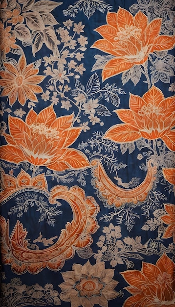 Foto um desenho floral azul e laranja por pessoa