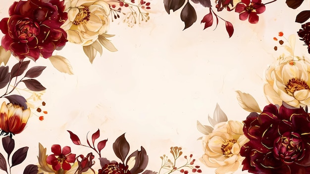 um desenho floral para um papel de parede com flores e folhas
