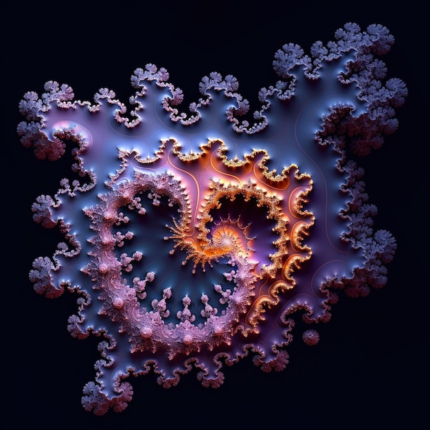 Um desenho fractal colorido com um desenho em espiral no meio