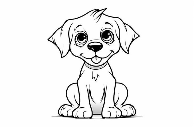 Foto um desenho preto e branco de um cachorro sentado generativo ai