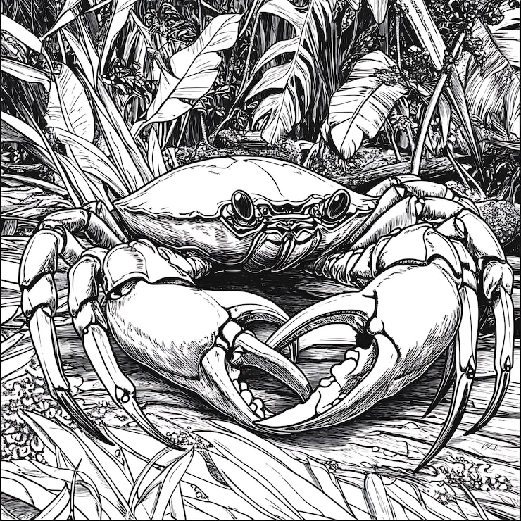 Foto um desenho preto e branco de um caranguejo na água