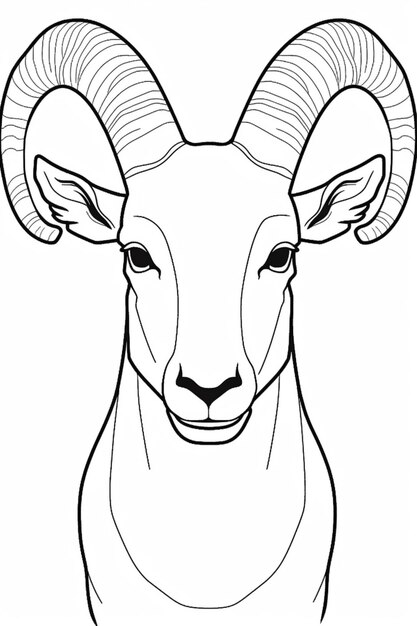 Foto um desenho preto e branco de um carneiro com chifres generativo ai