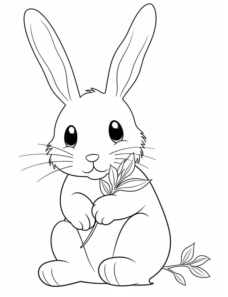 Foto um desenho preto e branco de um coelho com uma cenoura generativa ai