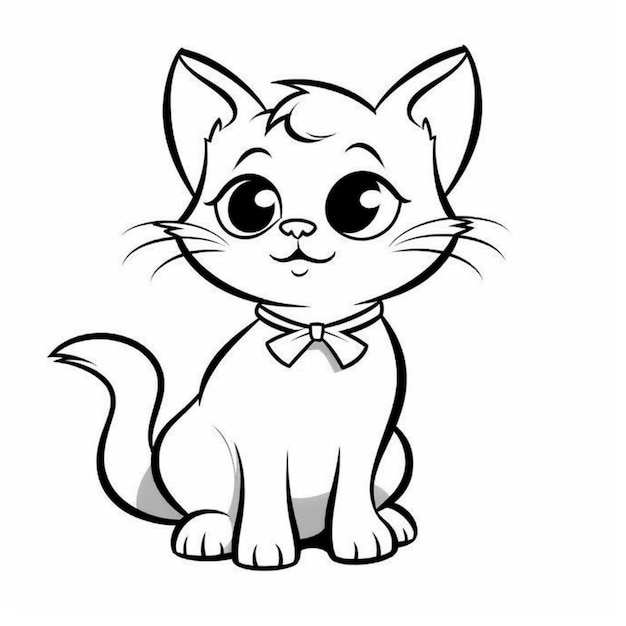 Um desenho preto e branco de um gato com uma gravata borboleta.