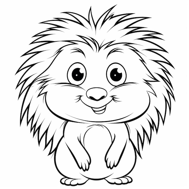 Um desenho preto e branco de um ouriço com um grande sorriso generativo ai