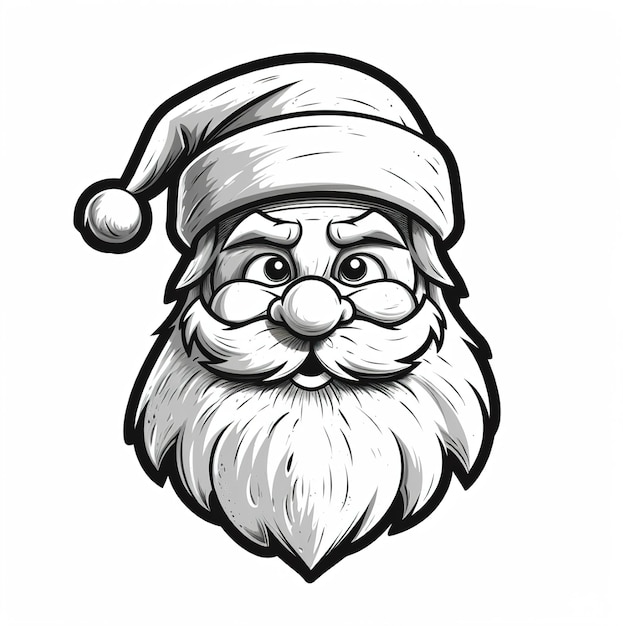 Um desenho preto e branco de um Papai Noel