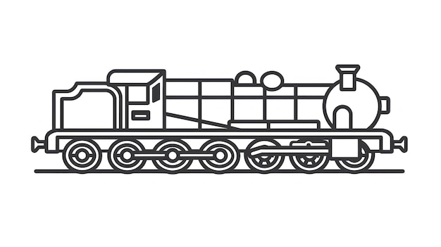 um desenho preto e branco de um trem com um trem na frente