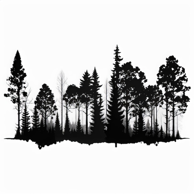 Foto um desenho preto e branco de uma floresta com as palavras 