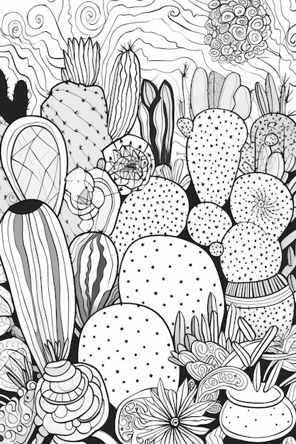 Desenhos de Cactos para colorir - Bora Colorir