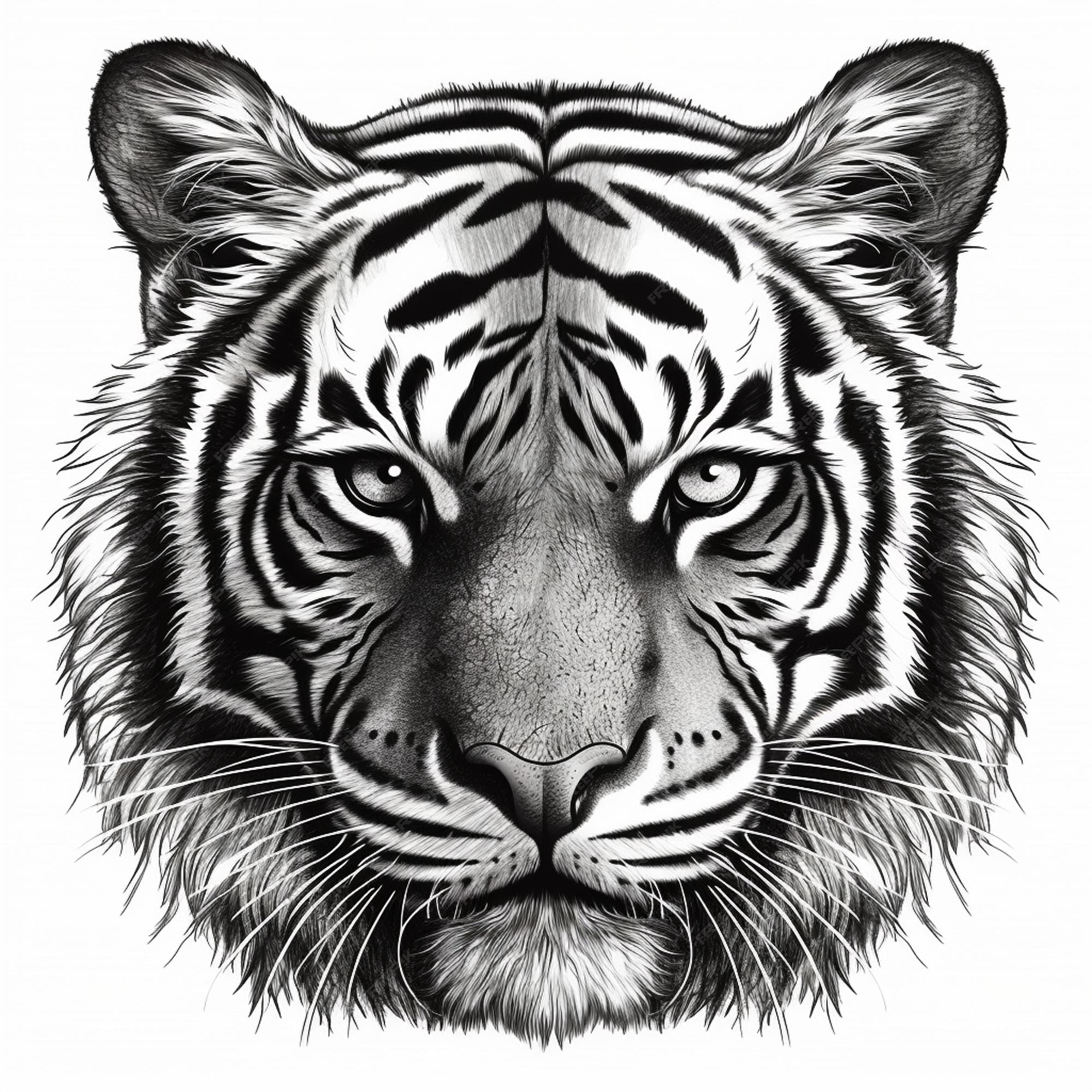 Preto e branco retrato do uma tigre em uma Preto fundo. 3d Renderização, ai  generativo imagem 23180313 Foto de stock no Vecteezy