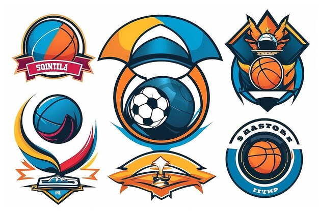 Um desenho vetorial representa o design colorido do logotipo esportivo