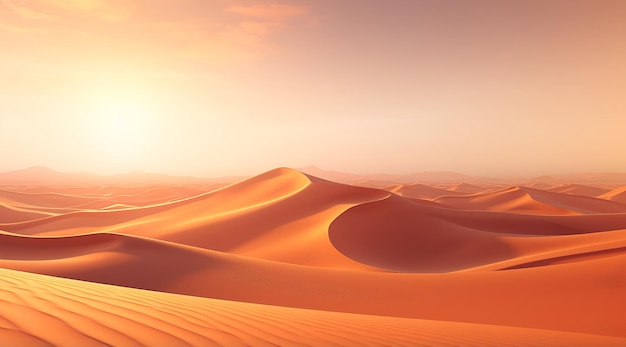 um deserto cheio de dunas de areia e pôr do sol gerador de IA