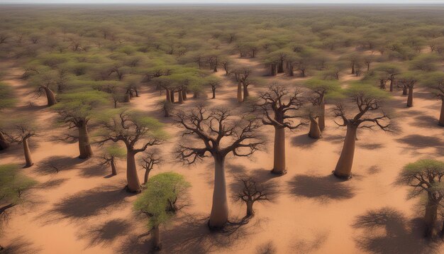 Foto um deserto com muitas árvores no meio