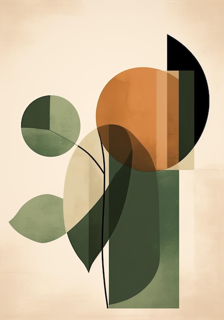 um design abstrato moderno é mostrado com uma folha verde no estilo de formas e padrões geométricos de animação lúdica