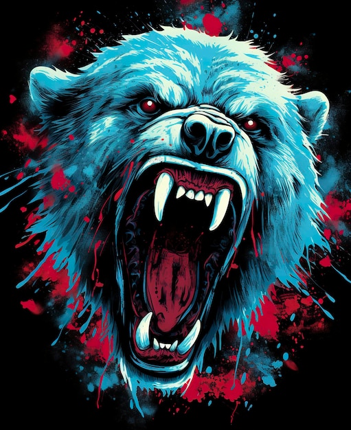 Um design colorido de camiseta vetorial de urso polar branco