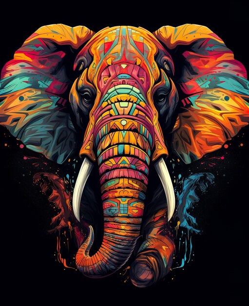 Um design colorido e legal de camiseta vetorial de elefante