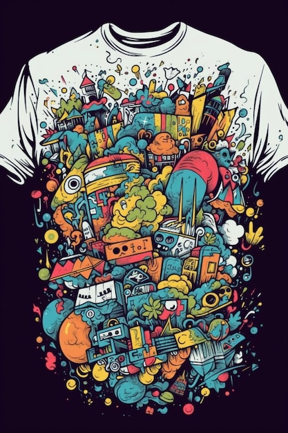 Foto um design de camisa de uma arte de doodle