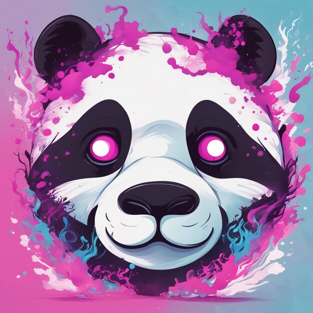 Foto um design de camiseta colorida com vetor de panda completo