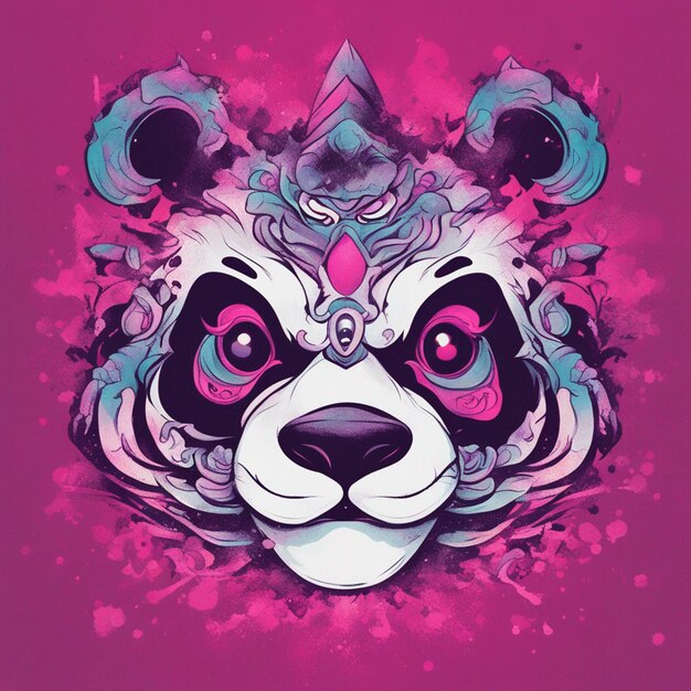 Um design de camiseta colorida com vetor de panda completo