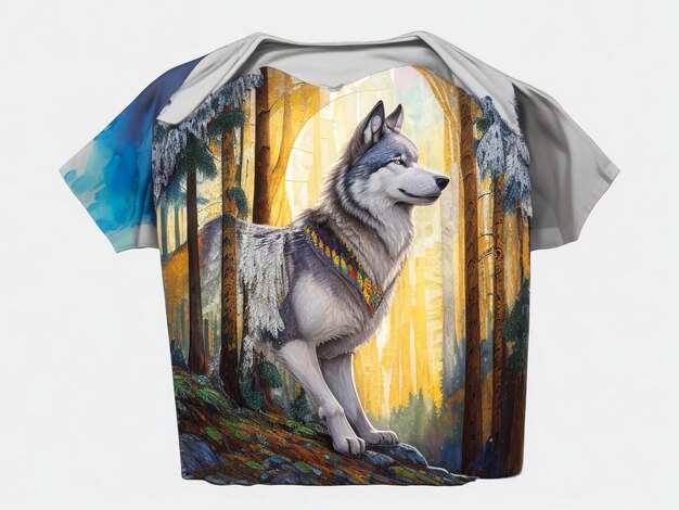 Um design de camiseta com lobo